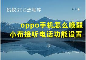 oppo手机怎么唤醒小布接听电话功能设置