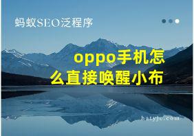 oppo手机怎么直接唤醒小布