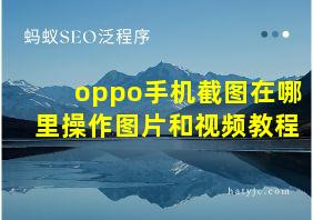 oppo手机截图在哪里操作图片和视频教程