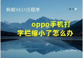 oppo手机打字栏缩小了怎么办