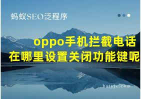 oppo手机拦截电话在哪里设置关闭功能键呢