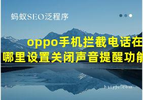 oppo手机拦截电话在哪里设置关闭声音提醒功能