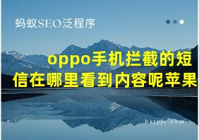 oppo手机拦截的短信在哪里看到内容呢苹果