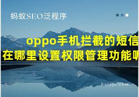 oppo手机拦截的短信在哪里设置权限管理功能呢