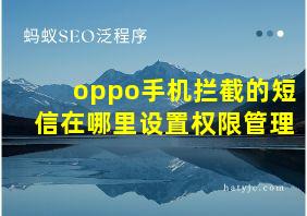 oppo手机拦截的短信在哪里设置权限管理