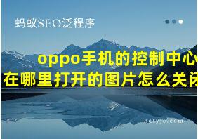 oppo手机的控制中心在哪里打开的图片怎么关闭