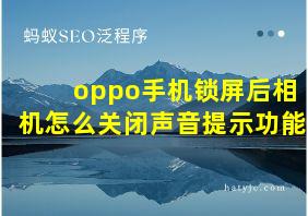 oppo手机锁屏后相机怎么关闭声音提示功能