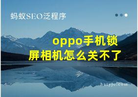 oppo手机锁屏相机怎么关不了