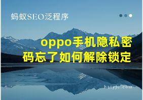 oppo手机隐私密码忘了如何解除锁定