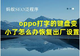 oppo打字的键盘变小了怎么办恢复出厂设置