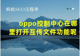 oppo控制中心在哪里打开互传文件功能呢