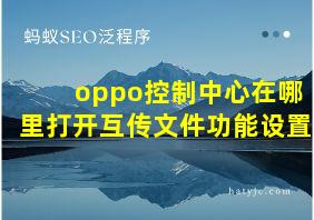 oppo控制中心在哪里打开互传文件功能设置