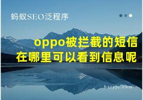 oppo被拦截的短信在哪里可以看到信息呢