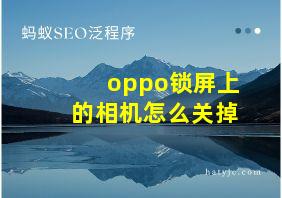 oppo锁屏上的相机怎么关掉