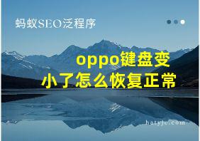 oppo键盘变小了怎么恢复正常