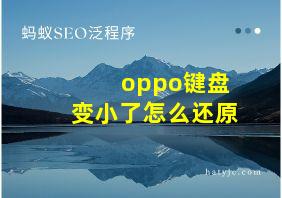 oppo键盘变小了怎么还原