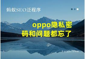 oppo隐私密码和问题都忘了