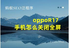 oppoR17手机怎么关闭全屏