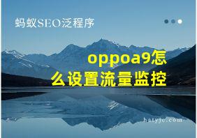 oppoa9怎么设置流量监控