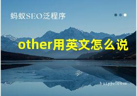 other用英文怎么说