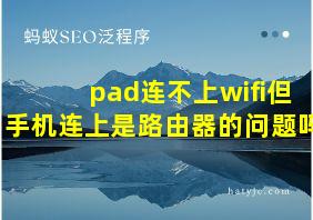 pad连不上wifi但手机连上是路由器的问题吗