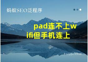 pad连不上wifi但手机连上