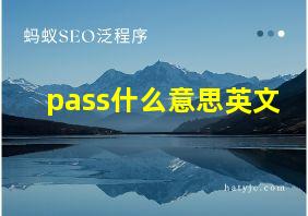 pass什么意思英文