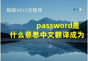 password是什么意思中文翻译成为