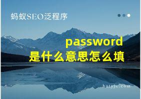 password是什么意思怎么填