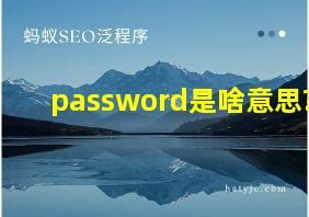 password是啥意思?