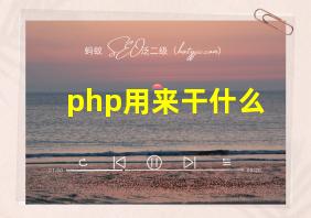 php用来干什么