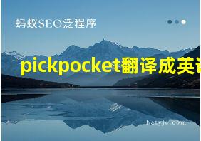 pickpocket翻译成英语