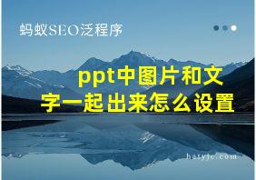 ppt中图片和文字一起出来怎么设置