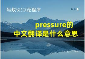 pressure的中文翻译是什么意思