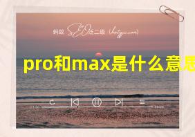 pro和max是什么意思