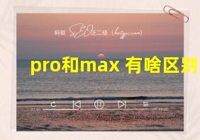 pro和max 有啥区别