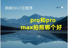 pro和promax拍照哪个好