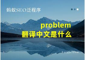 problem翻译中文是什么