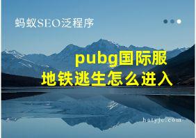 pubg国际服地铁逃生怎么进入