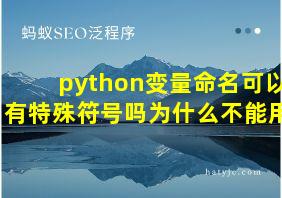 python变量命名可以有特殊符号吗为什么不能用