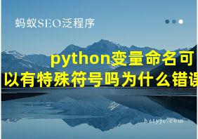 python变量命名可以有特殊符号吗为什么错误