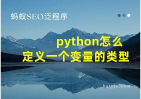 python怎么定义一个变量的类型