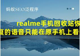 realme手机回收站恢复的语音只能在原手机上看吗