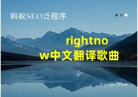 rightnow中文翻译歌曲