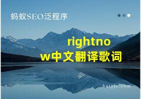 rightnow中文翻译歌词