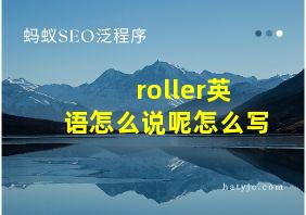 roller英语怎么说呢怎么写