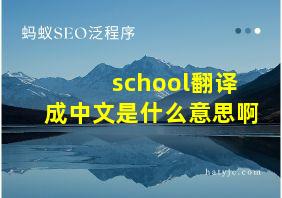 school翻译成中文是什么意思啊