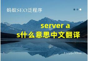 server as什么意思中文翻译