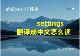 settings翻译成中文怎么读