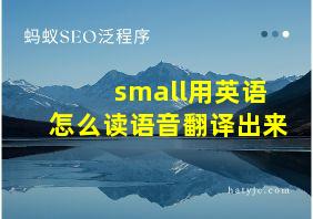 small用英语怎么读语音翻译出来